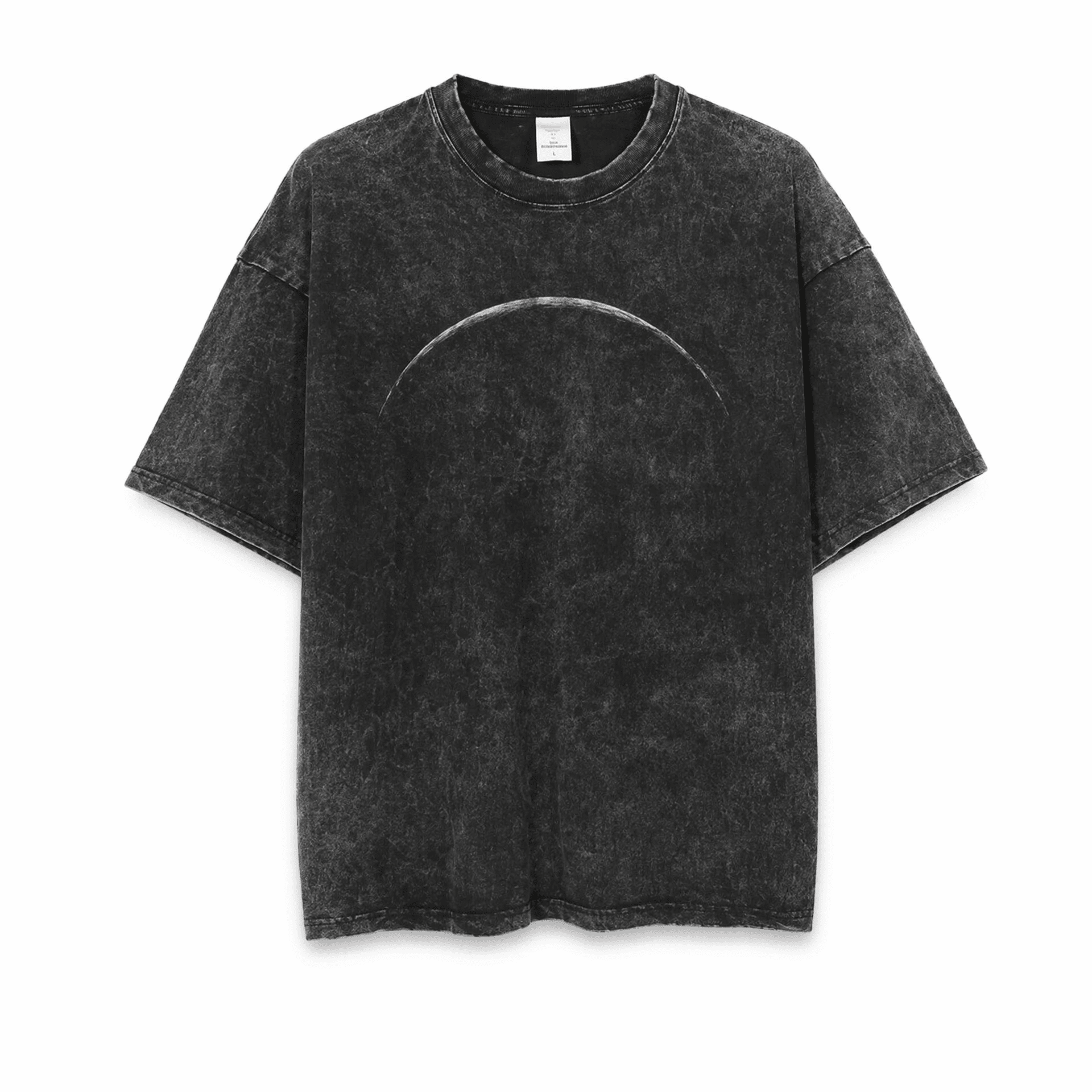 Moon Tee - Oversized Black Vintage Acid Wash