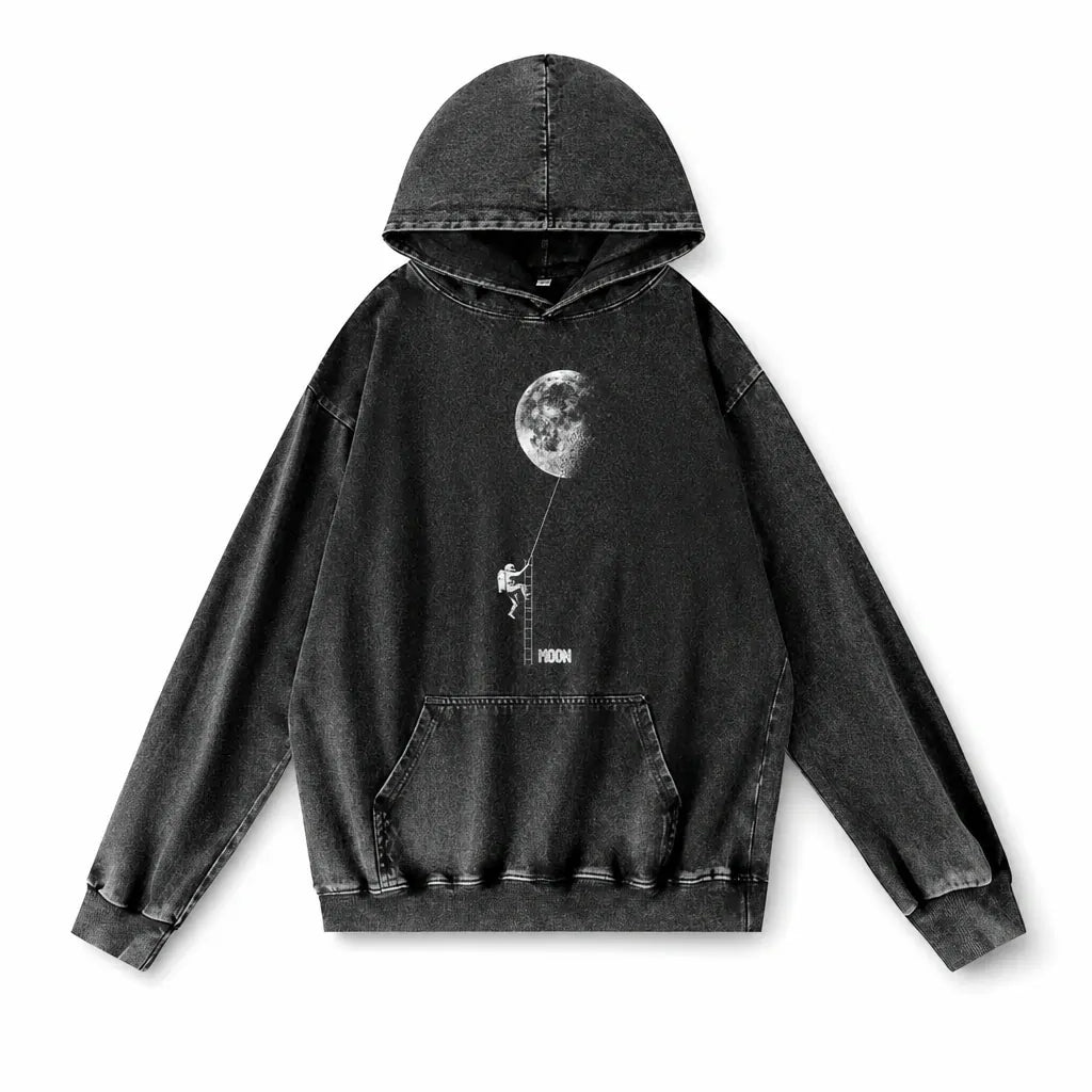 Moon Climber Hoodie - Vintage Black Acid Wash