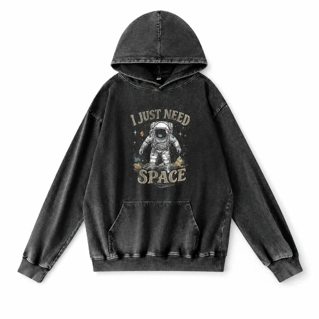 Need More Space Hoodie - Vintage Black Acid Wash