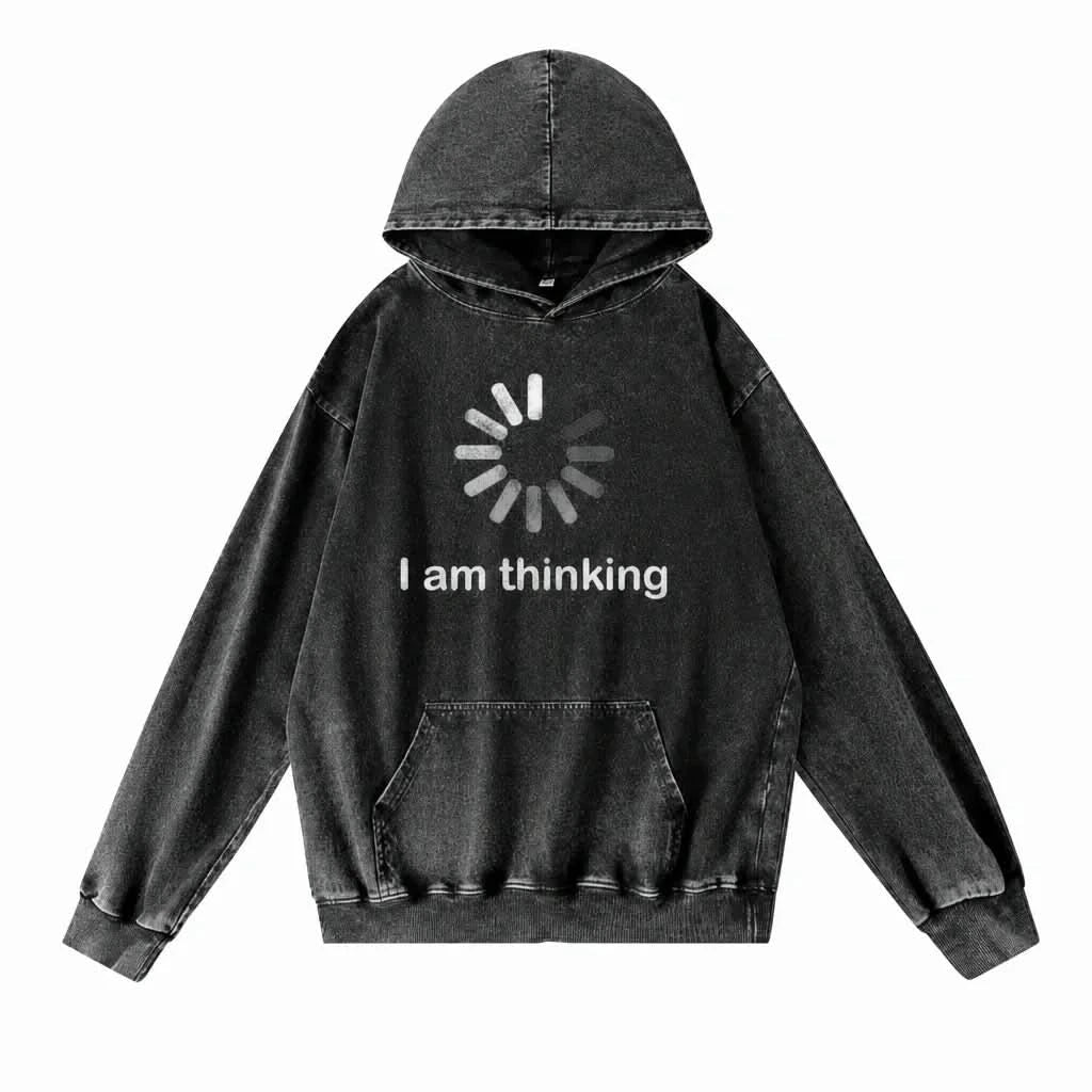 Thinking Hoodie - Vintage Black Acid Wash