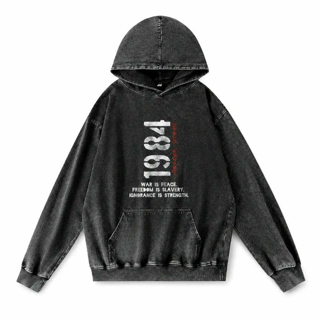 1984 Hoodie - Vintage Black Acid Wash