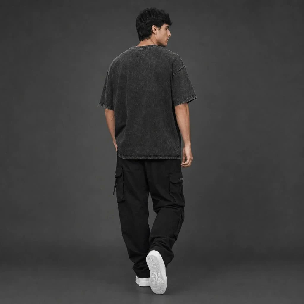 Moonrise Tee - Oversized Black Vintage Acid Wash