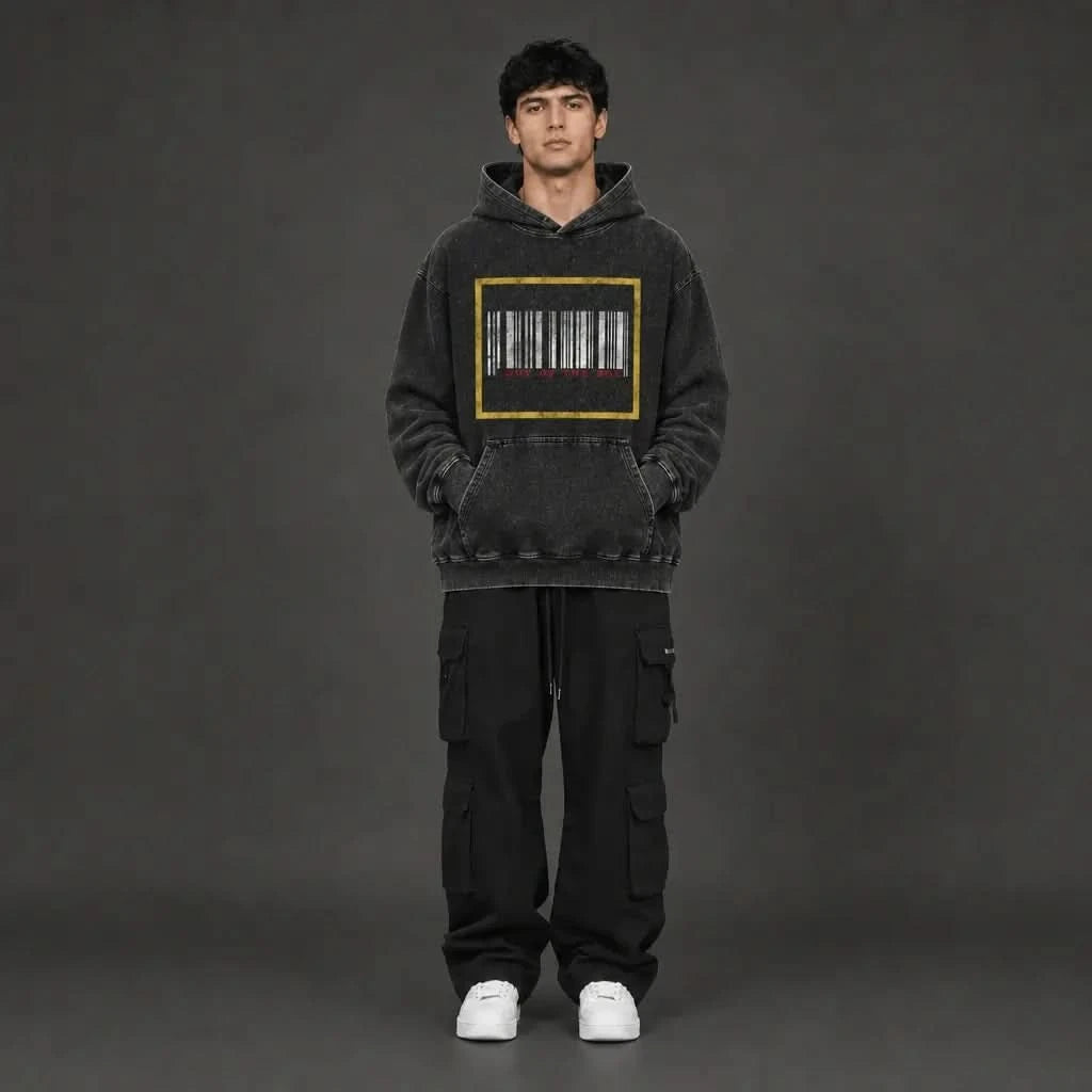 Escape The System Hoodie - Vintage Black Acid Wash