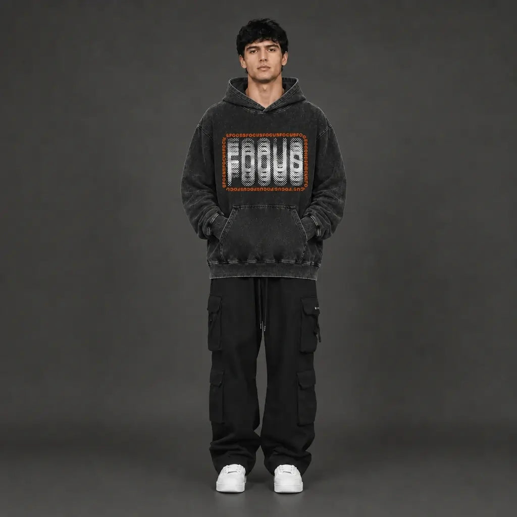 Focus Hoodie - Vintage Black Acid Wash
