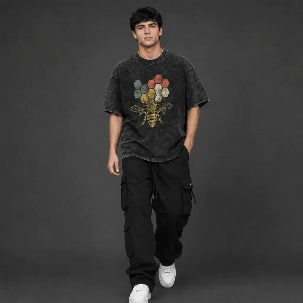 Queen Tee - Oversized Black Vintage Acid Wash
