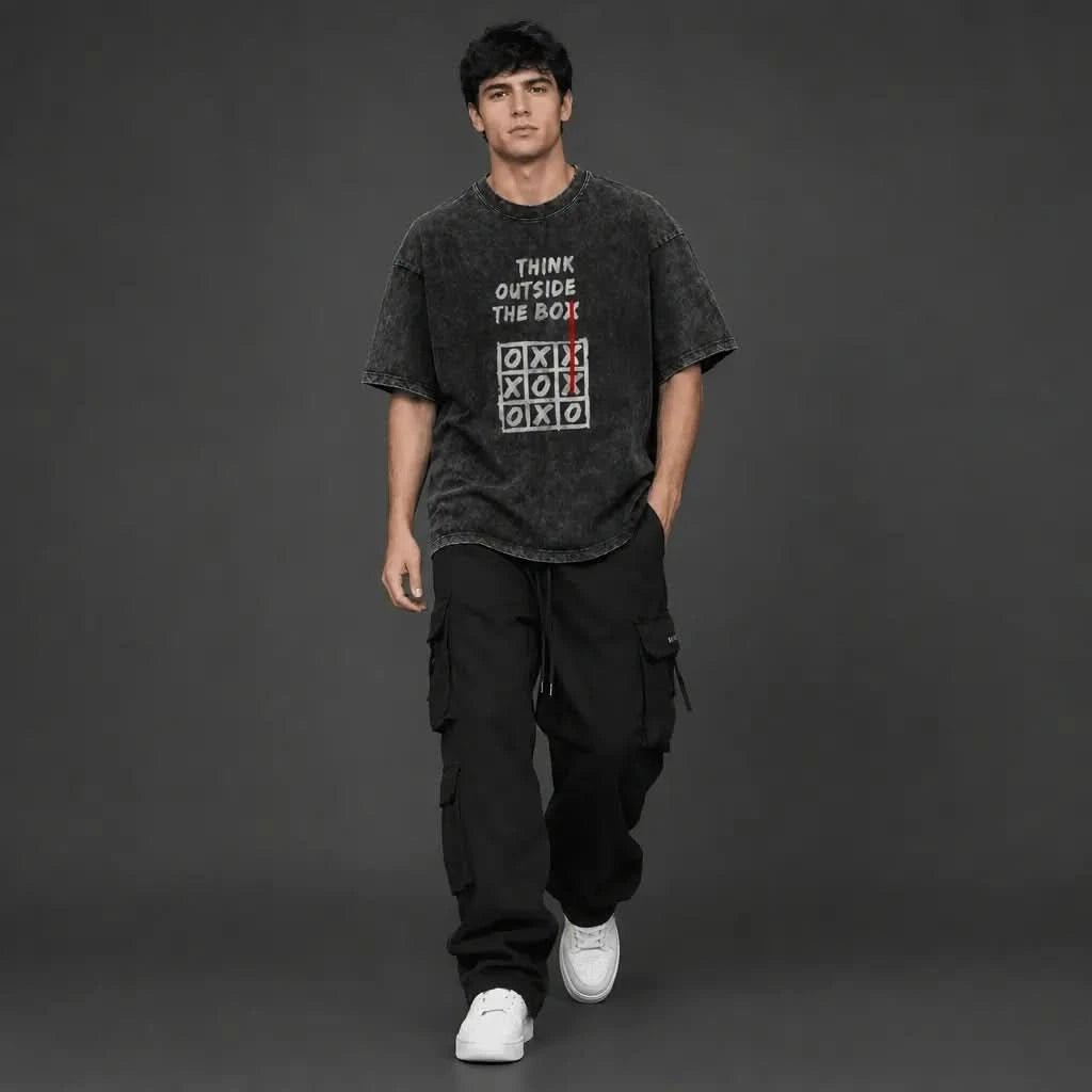 Outlier Tee - Oversized Black Vintage Acid Wash