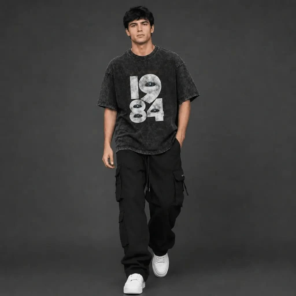 Big Brother Tee - Oversized Black Vintage Acid Wash