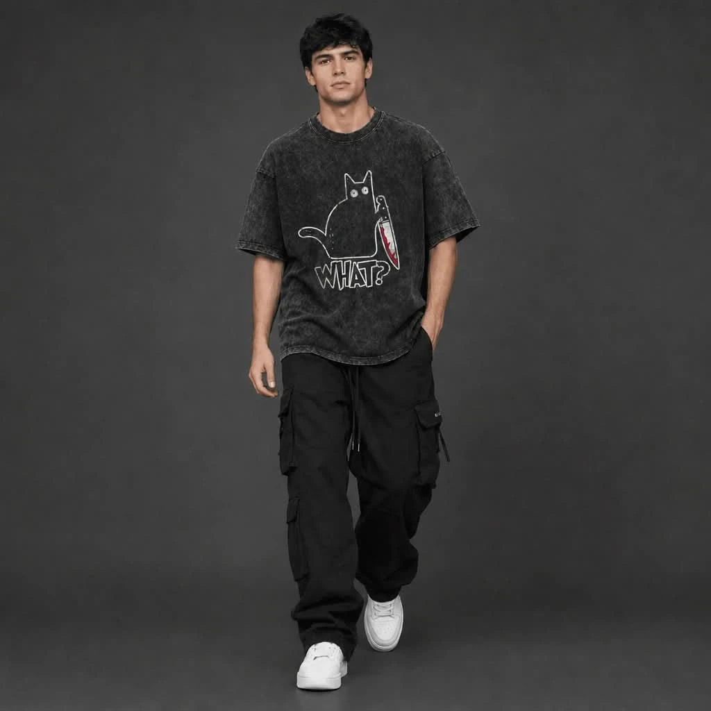 Innocent Tee - Oversized Black Vintage Acid Wash