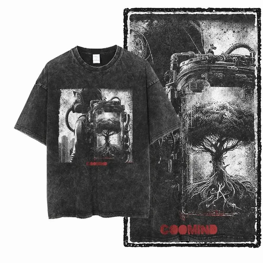 Roots Tee - Oversized Black Vintage Acid Wash