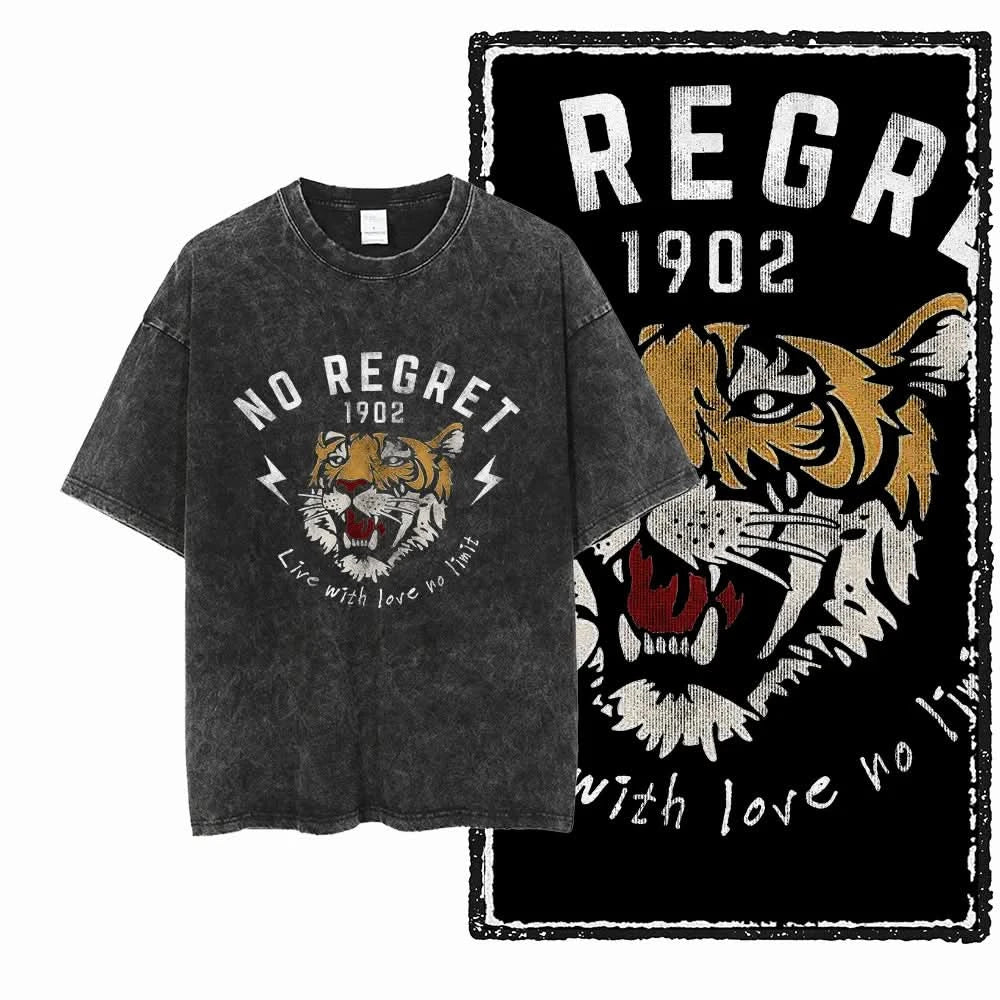 No Regret Tee - Oversized Black Vintage Acid Wash