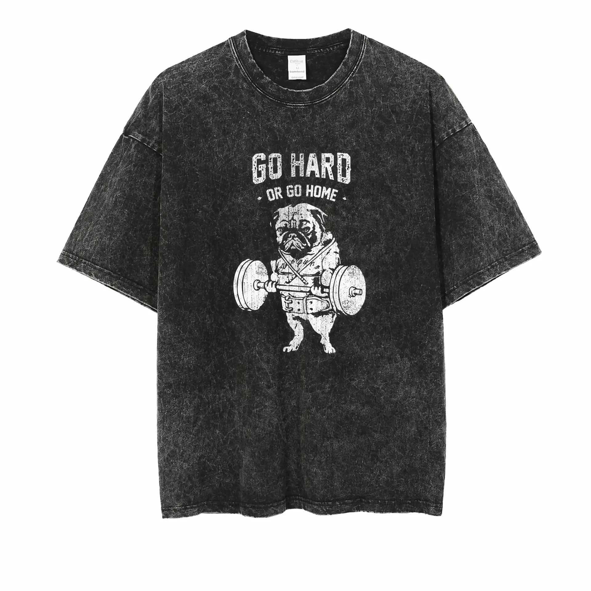 Go Hard Tee - Oversized Black Vintage Acid Wash