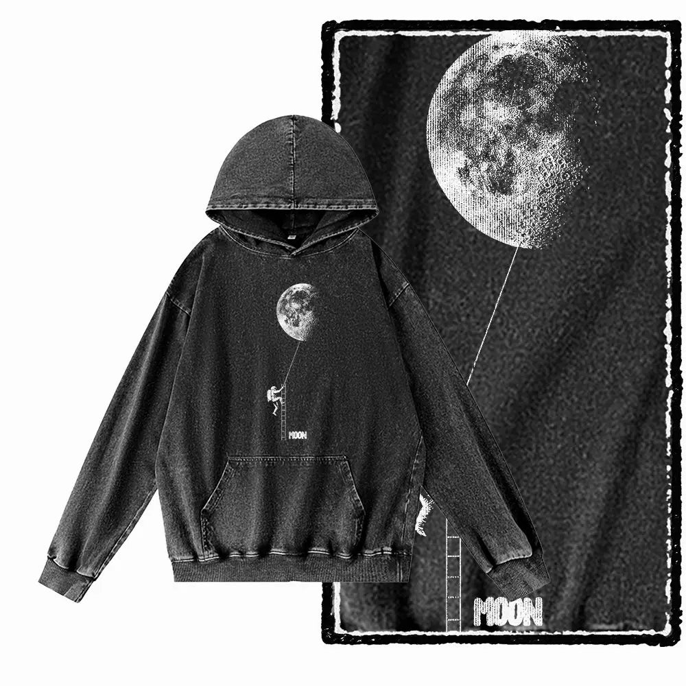 Moon Climber Hoodie - Vintage Black Acid Wash