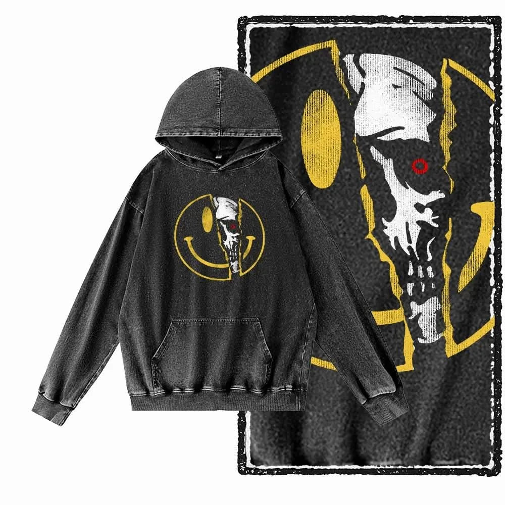 Smile Back - Oversized Black Vintage Acid Wash
