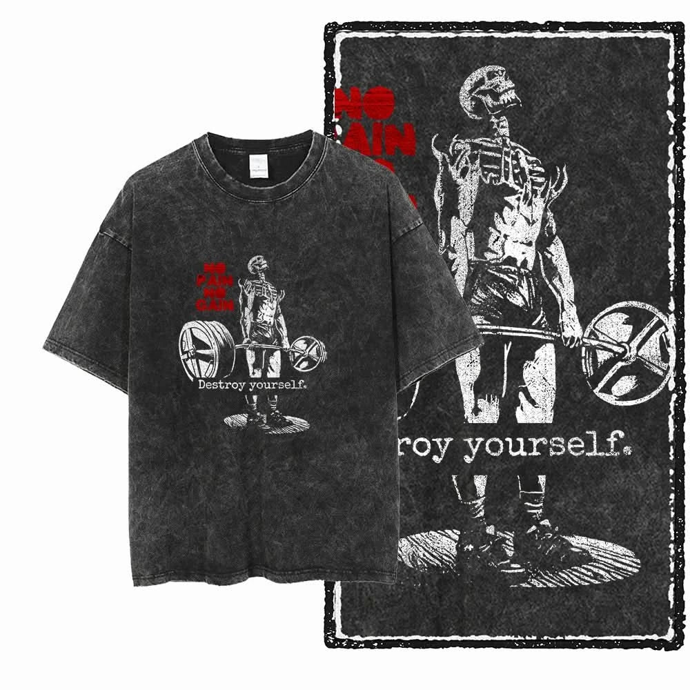 Brutal Routine Tee - Oversized Black Vintage Acid Wash