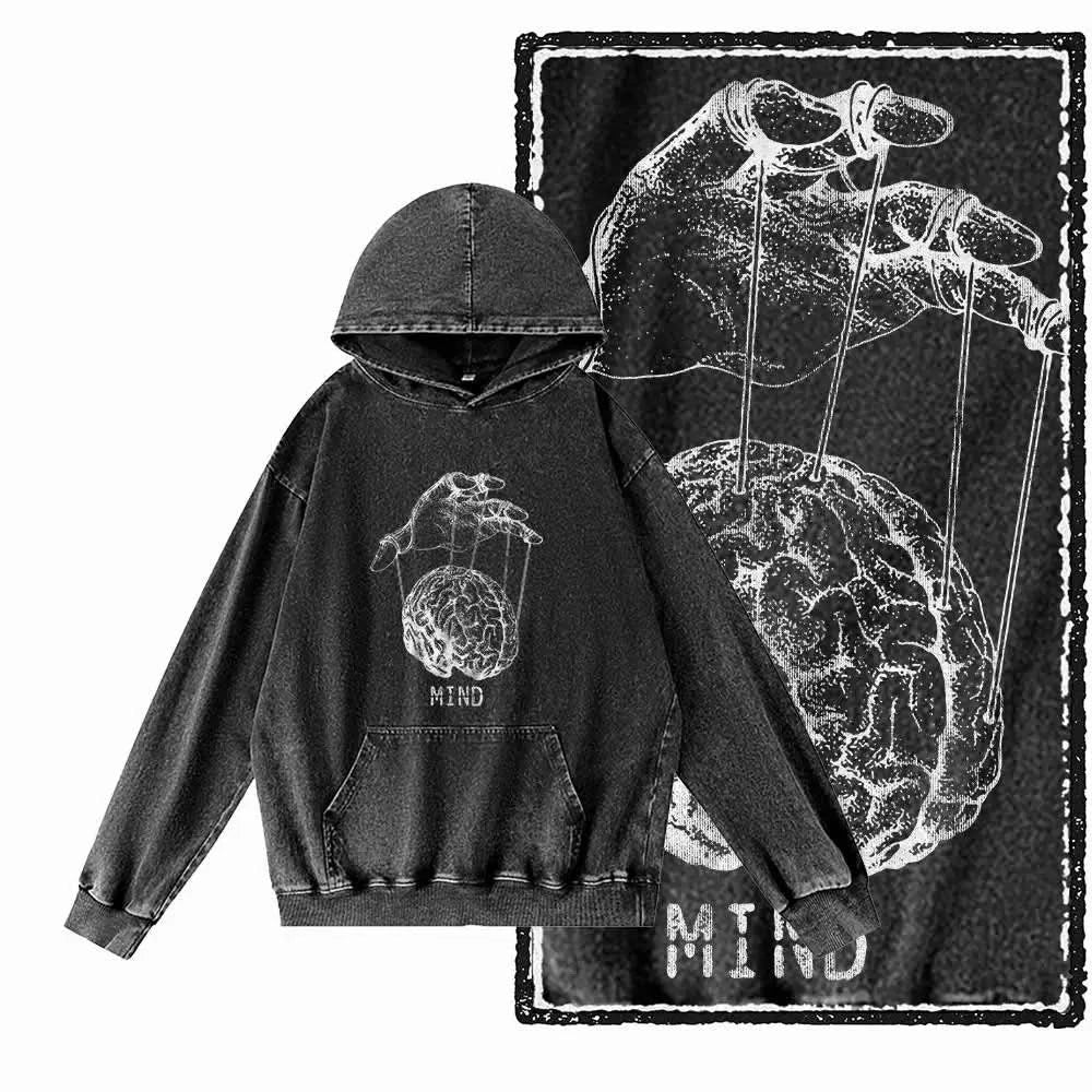 Mind Control Hoodie - Vintage Black Acid Wash