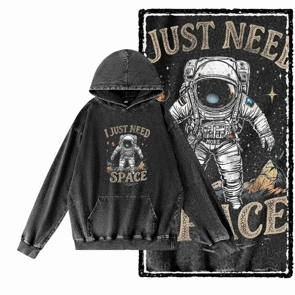 Need More Space Hoodie - Vintage Black Acid Wash