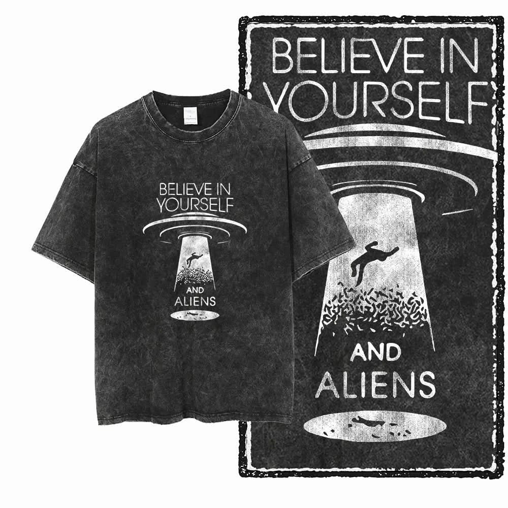 Believer Tee - Oversized Black Vintage Acid Wash