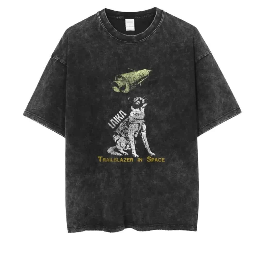 Laika Tee - Oversized Black Vintage Acid Wash