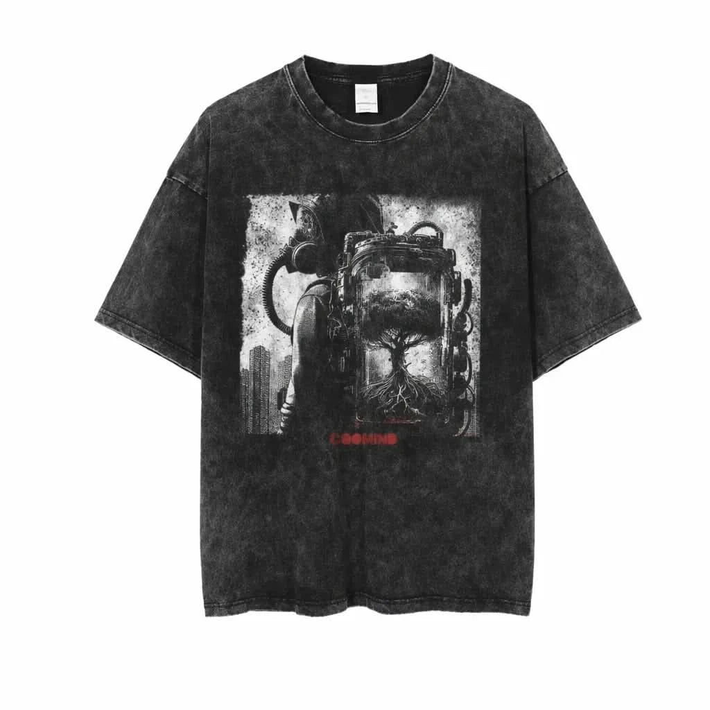 Roots Tee - Oversized Black Vintage Acid Wash