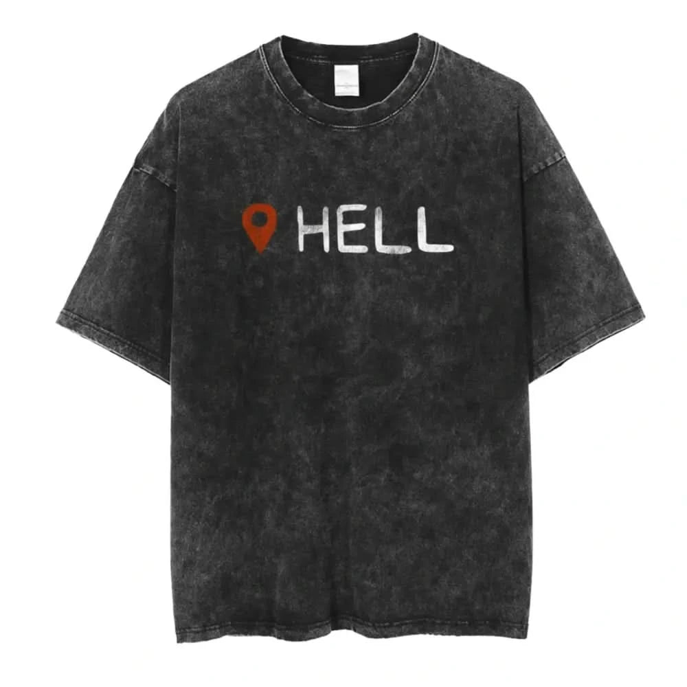 Hell Tee - Oversized Black Vintage Acid Wash