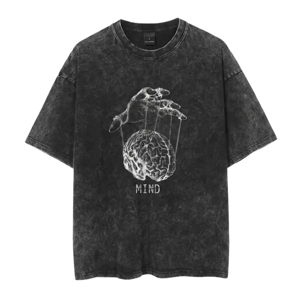 Control Tee - Oversized Black Vintage Acid Wash