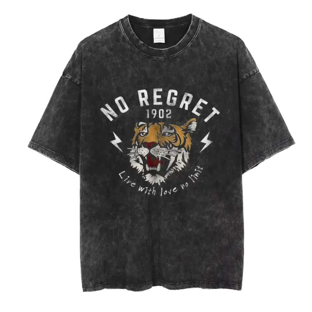 No Regret Tee - Oversized Black Vintage Acid Wash