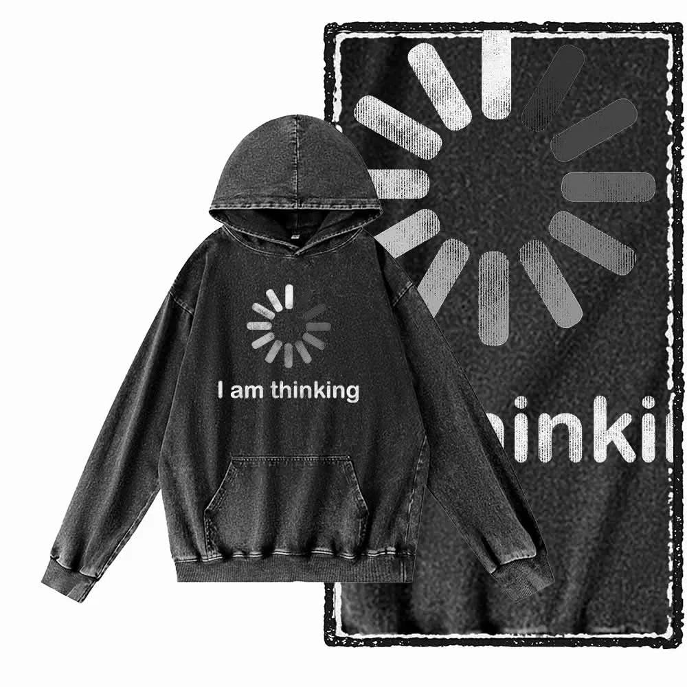 Thinking Hoodie - Vintage Black Acid Wash