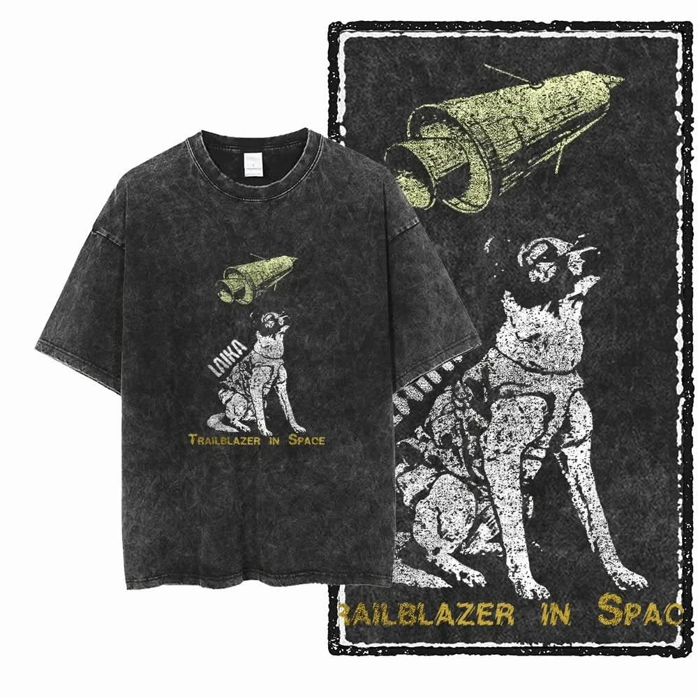 Laika Tee - Oversized Black Vintage Acid Wash