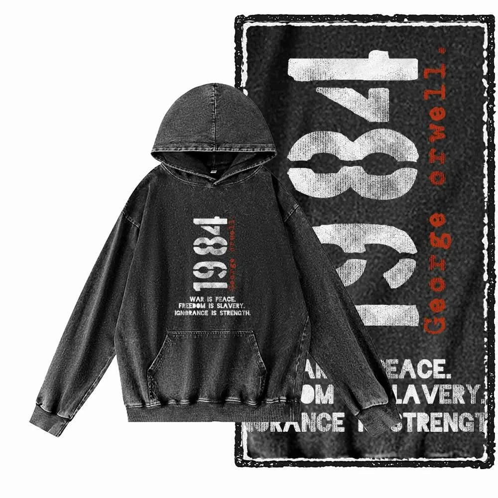 1984 Hoodie - Vintage Black Acid Wash