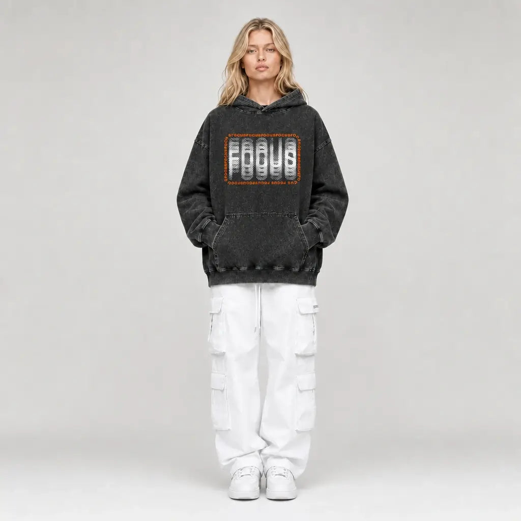 Focus Hoodie - Vintage Black Acid Wash