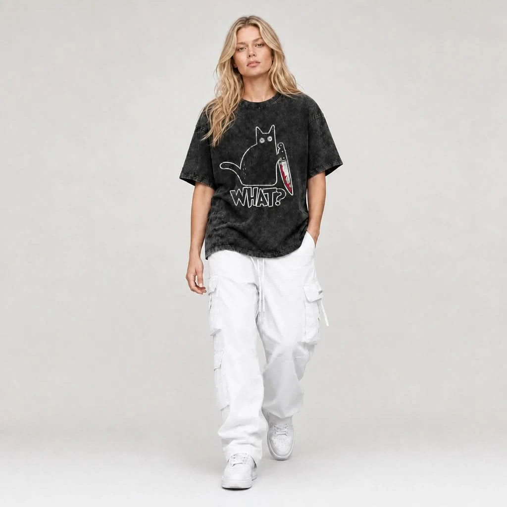 Innocent Tee - Oversized Black Vintage Acid Wash