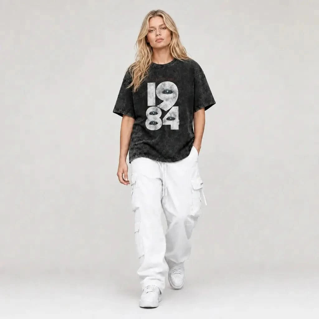 Big Brother Tee - Oversized Black Vintage Acid Wash