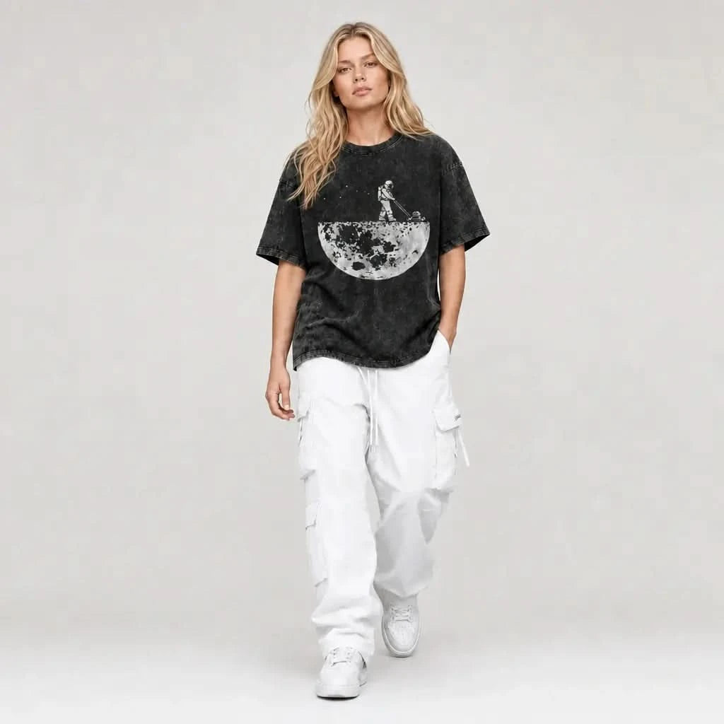 Groundskeeper Tee - Oversized Black Vintage Acid Wash