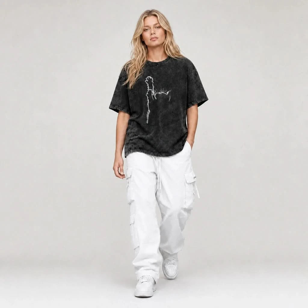 Emerge Tee - Oversized Black Vintage Acid Wash