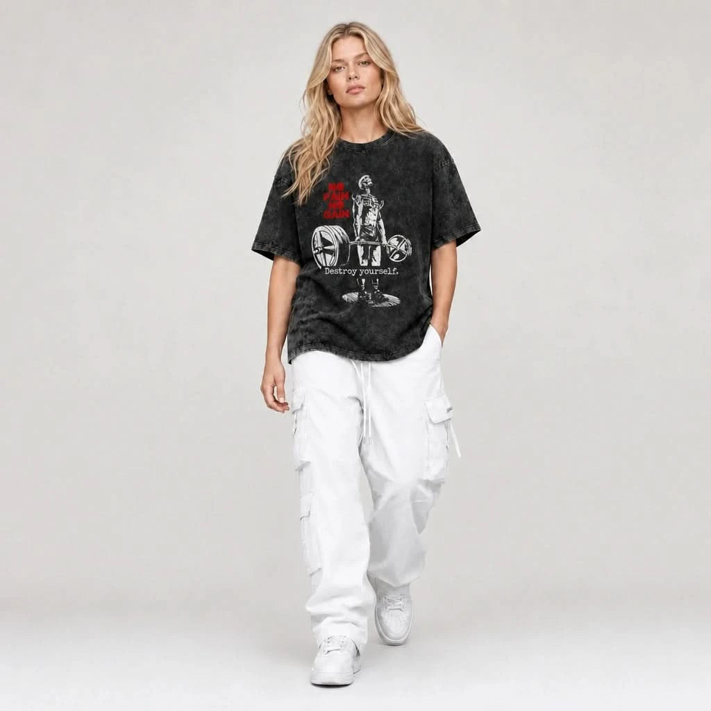 Brutal Routine Tee - Oversized Black Vintage Acid Wash