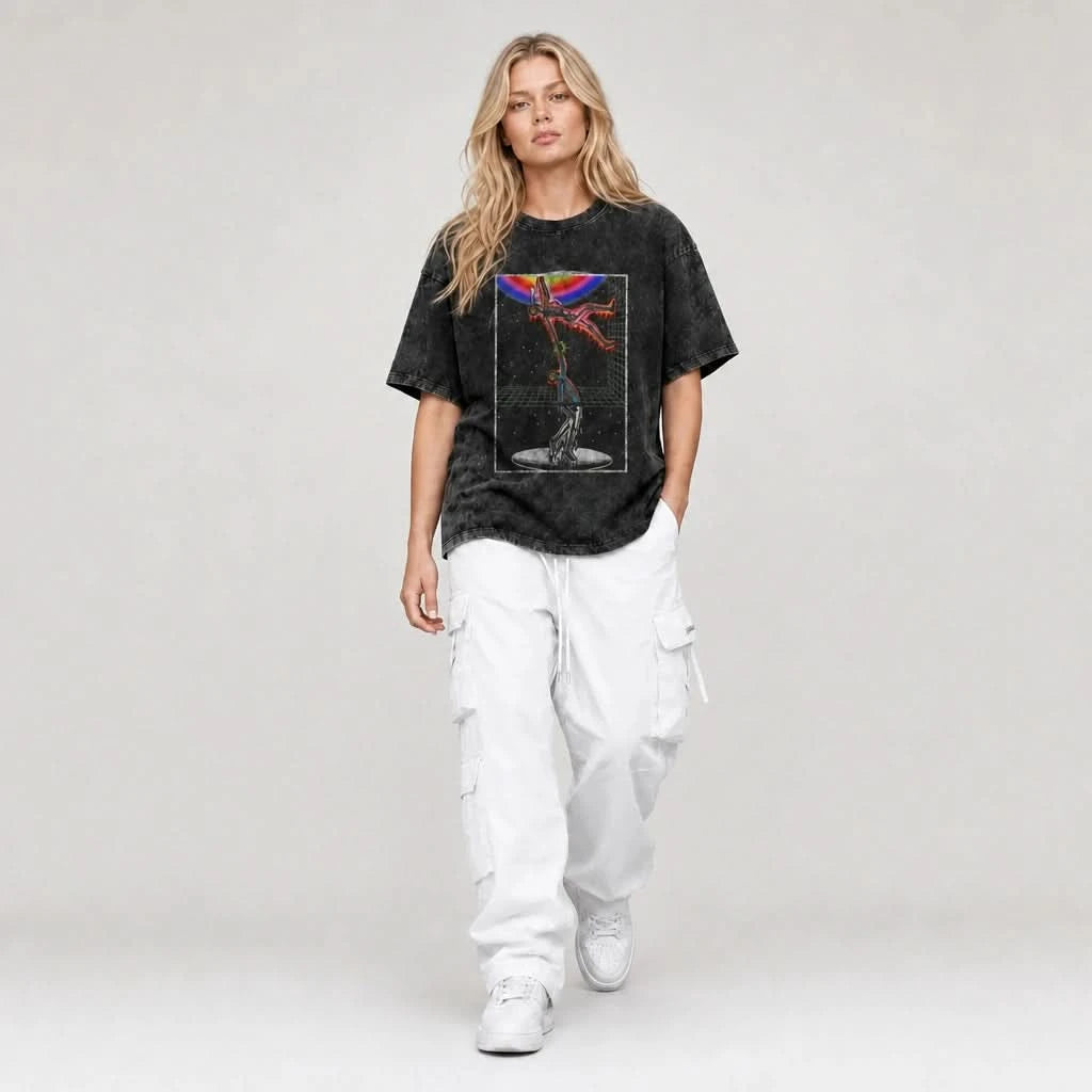 Dimension Tee - Oversized Black Vintage Acid Wash