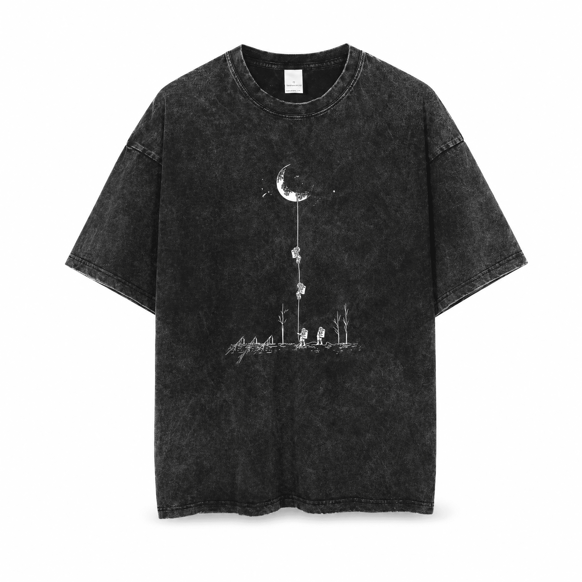 Moonrise Tee - Oversized Black Vintage Acid Wash